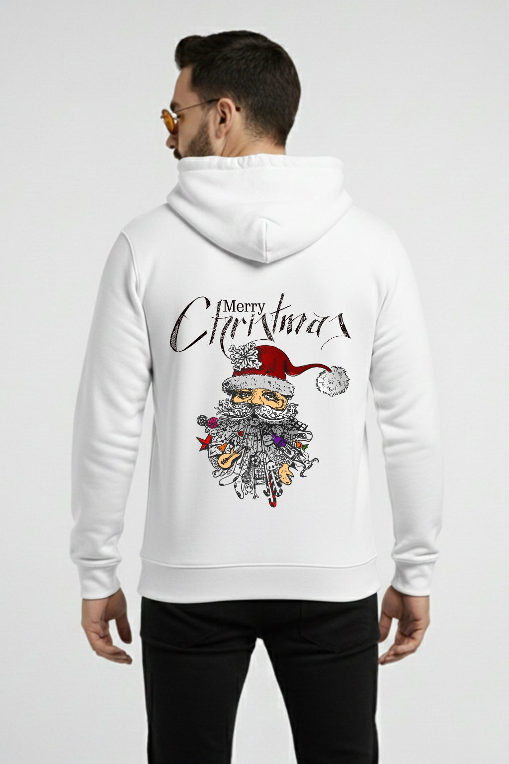 Men’s Merry Christmas Graphic Hoodie – Santa Art Back Print