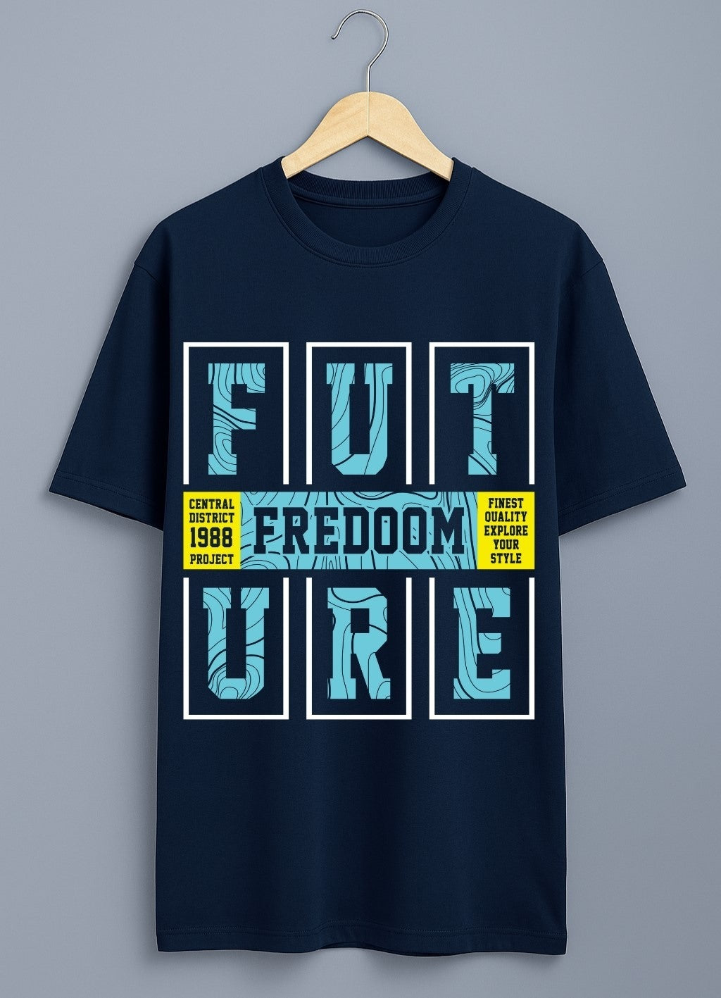 Men's Oversized Graphic Printed T-Shirt Relaxed, Comfort and Casual Tee - Navy