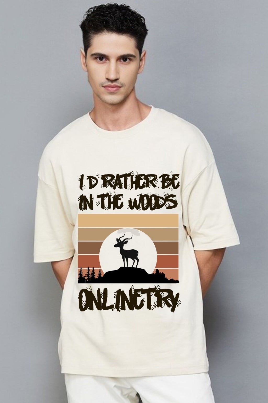 Men's Oversized Graphic Printed T-Shirt Relaxed, Comfort and Casual Tee - Offwhite