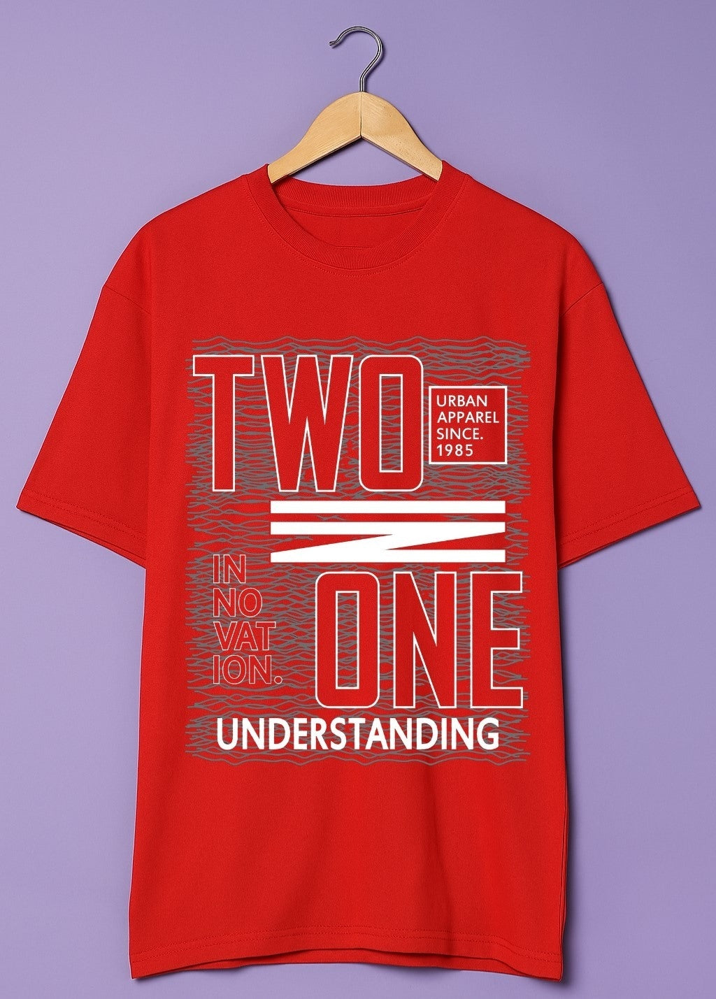 Men's Oversized Cotton Printed T-Shirt - Streetwear Style - Red