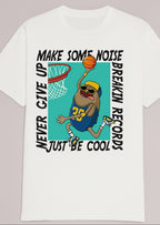 Men's Oversized Cotton T-Shirt - White Sports Graphic Street Style - White