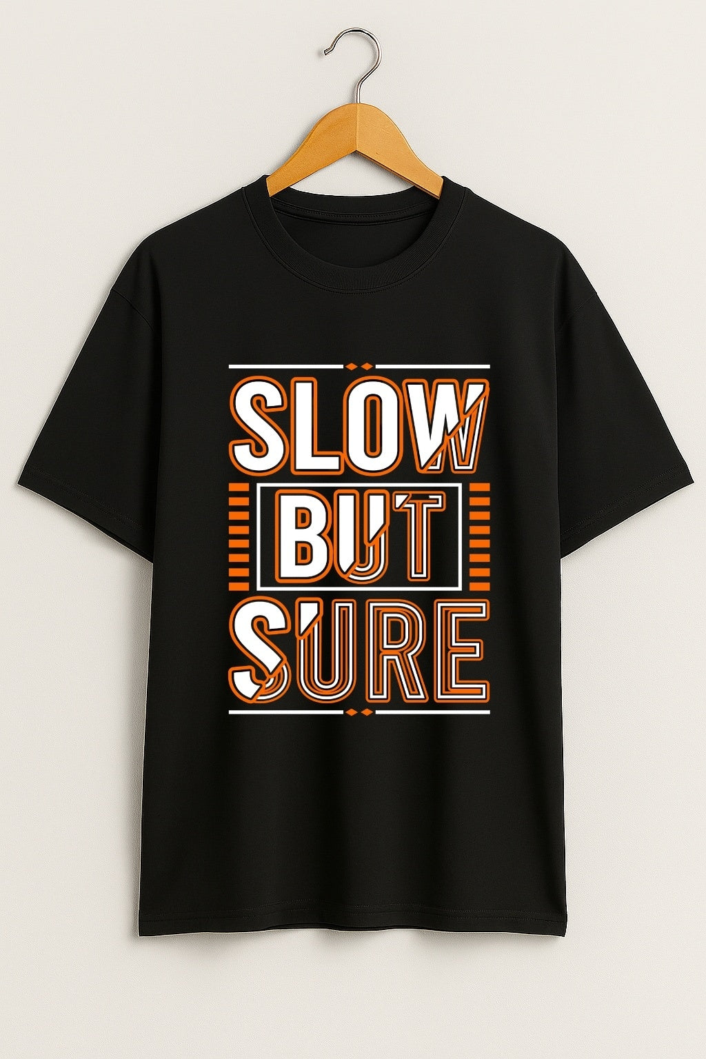 Men's Oversized Cotton Printed T-Shirt - Relaxed Fit Streetwear Style - Black