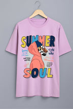 Men's Oversized Cotton T-Shirt - Graphic Printed Streetwear Tee - Lavender
