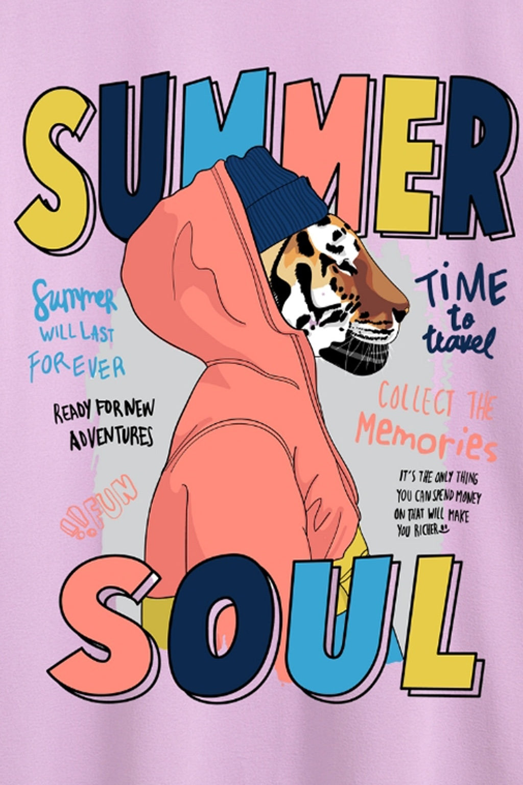 Men's Oversized Cotton T-Shirt - Graphic Printed Streetwear Tee - Lavender