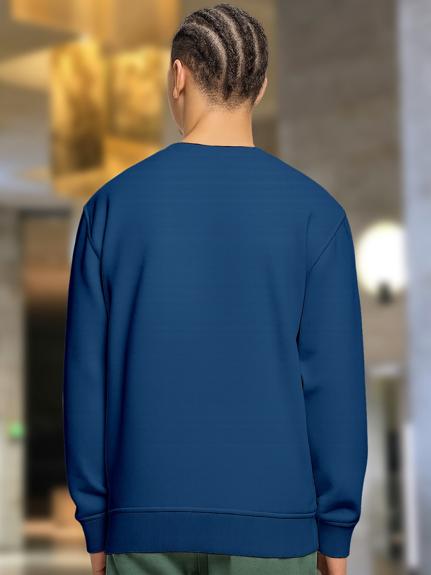 All Day Comfort Never Give Up Strong Spirit Graphic Sweatshirt for Men - Navy