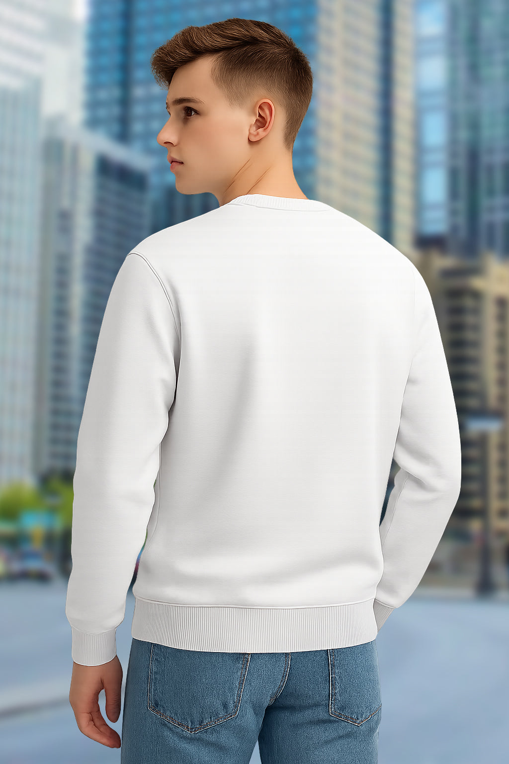 All Day Comfort Classic Bike Graphic Printed Sweatshirt for Men | White Cotton Blend Pullover - White