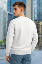 All Day Comfort Classic Bike Graphic Printed Sweatshirt for Men | White Cotton Blend Pullover - White