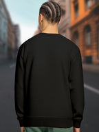 AllDay Comfort Men’s Printed Black Sweatshirt – “Never Give Up” Motivational Graphic, Full Sleeve, Regular Fit - Black