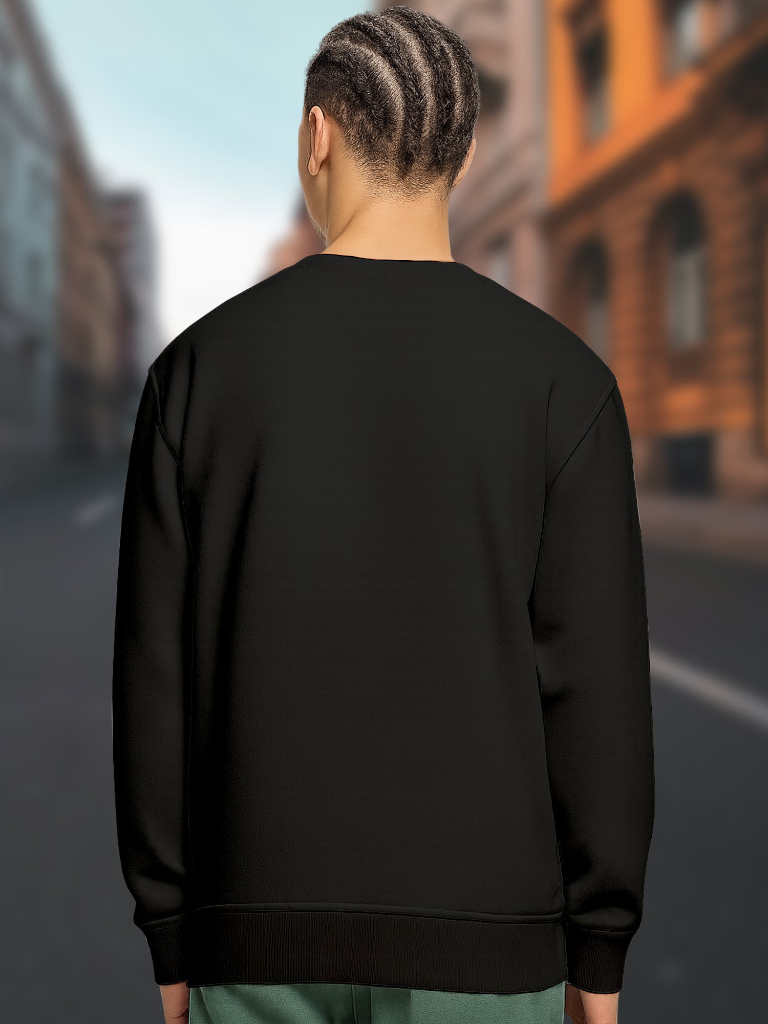 AllDay Comfort Men’s Printed Black Sweatshirt – “Never Give Up” Motivational Graphic, Full Sleeve, Regular Fit - Black