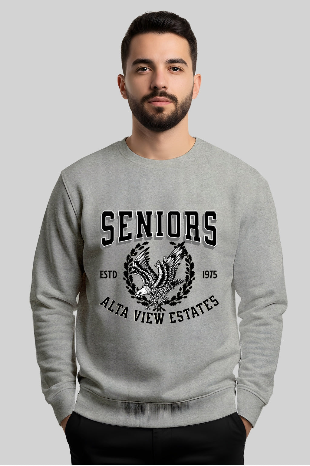 Active Wear Men’s “Seniors Alta View Estates” Graphic Grey Sweatshirt - Grey