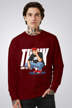 Active Wear Men’s “Think About You” Streetwear Graphic Maroon Sweatshirt - Maroon