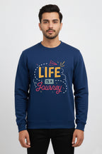 Active Wear Men’s “Life Is a Journey” Motivational Graphic Navy Blue Sweatshirt - Navy