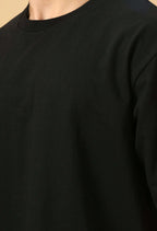Men's Oversized Cotton T-Shirt | Relaxed Fit Streetwear Tee for Casual Style - Black