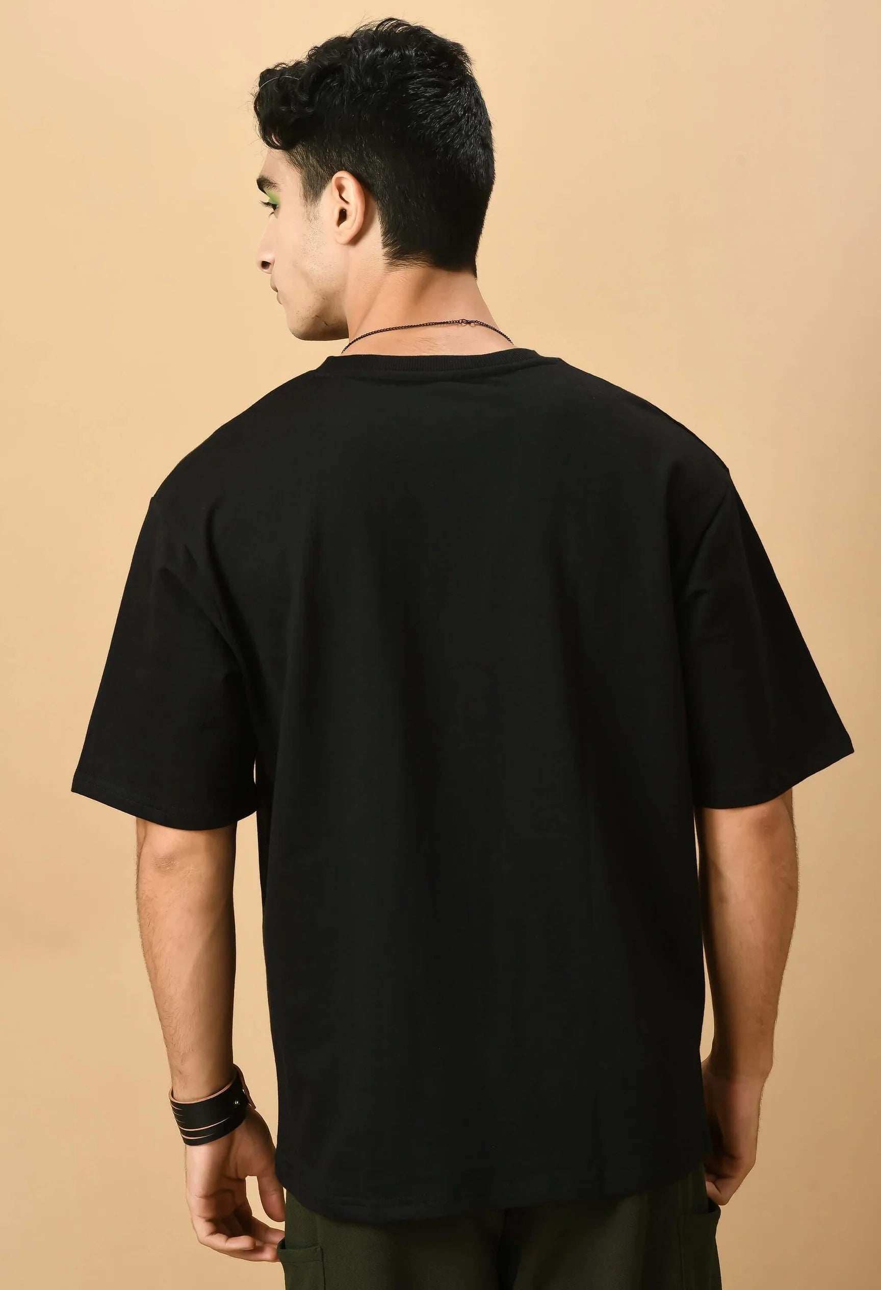 Men's Oversized Cotton T-Shirt | Relaxed Fit Streetwear Tee for Casual Style - Black