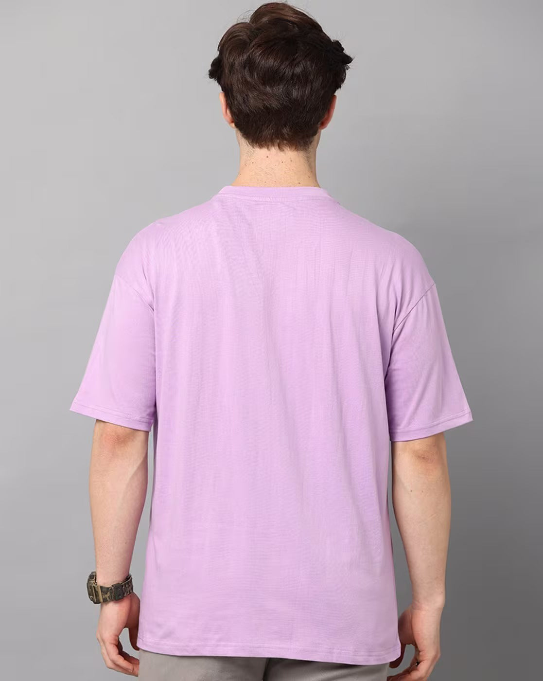Men's Oversized Cotton T-Shirt | Relaxed Fit Streetwear Tee for Casual Style - Lavender