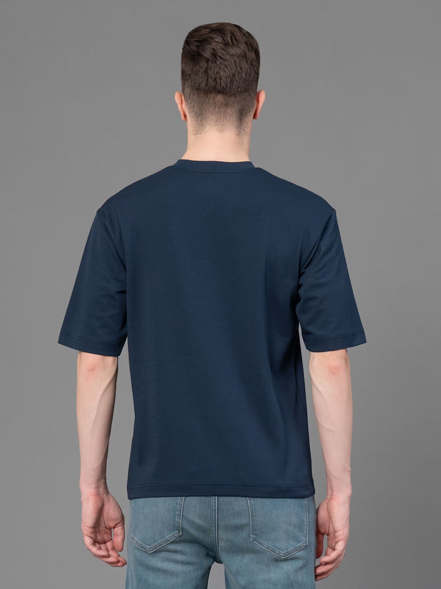 Men's Oversized Cotton T-Shirt | Relaxed Fit Streetwear Tee for Casual Style - Navy