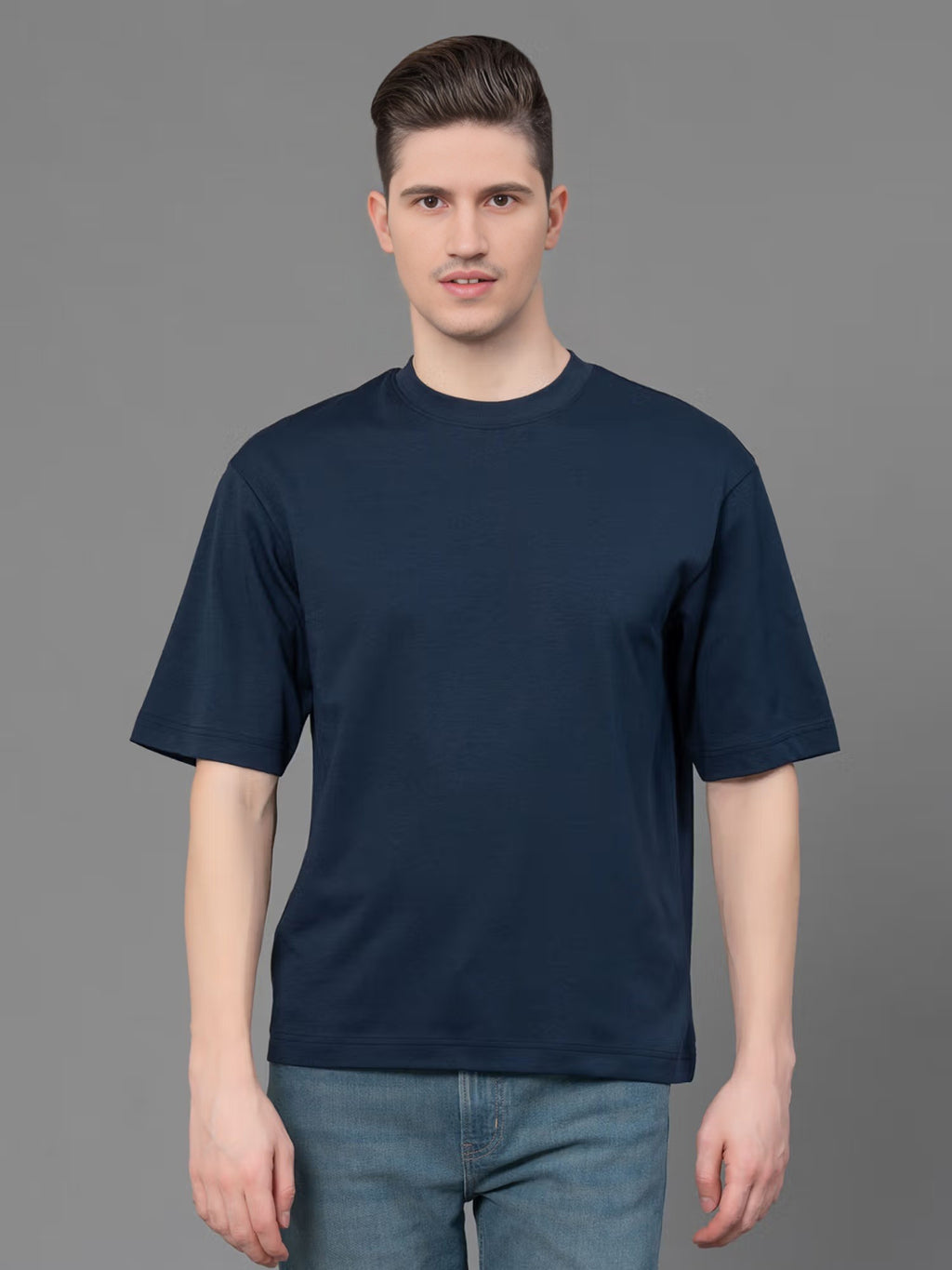 Men's Oversized Cotton T-Shirt | Relaxed Fit Streetwear Tee for Casual Style - Navy