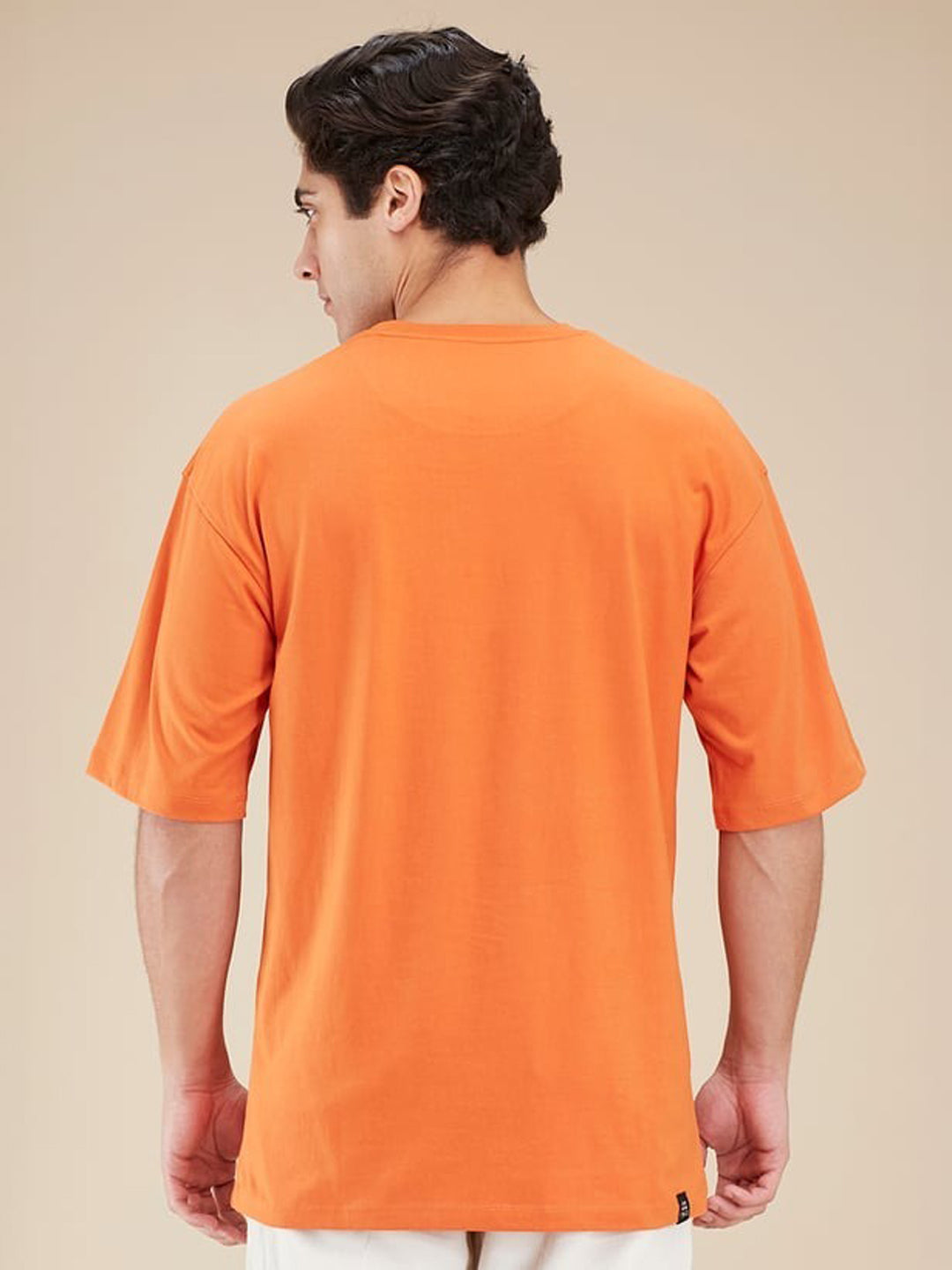 Men's Oversized Cotton T-Shirt | Relaxed Fit Streetwear Tee for Casual Style - Orange