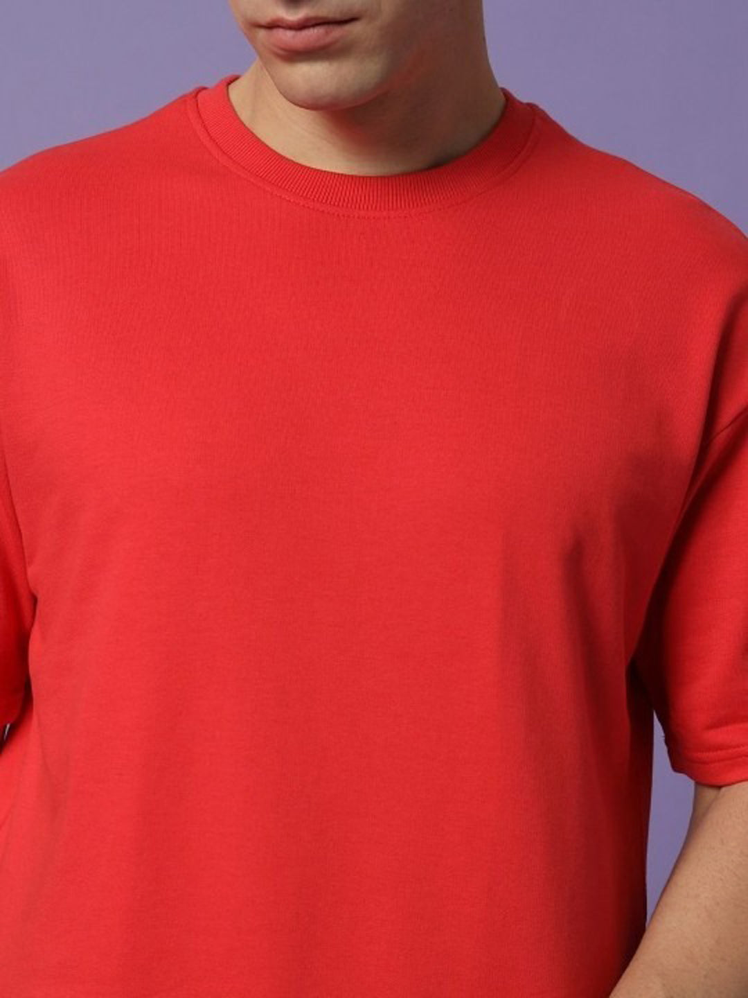 Men's Oversized Cotton T-Shirt | Relaxed Fit Streetwear Tee for Casual Style - Red