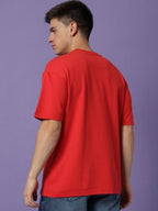 Men's Oversized Cotton T-Shirt | Relaxed Fit Streetwear Tee for Casual Style - Red