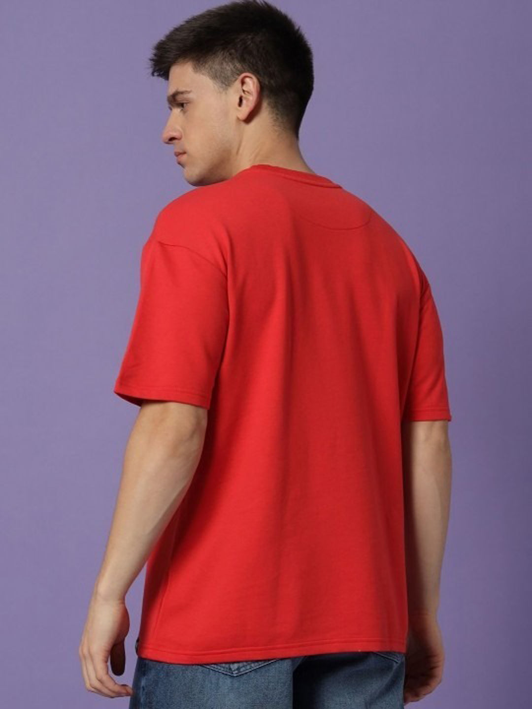 Men's Oversized Cotton T-Shirt | Relaxed Fit Streetwear Tee for Casual Style - Red