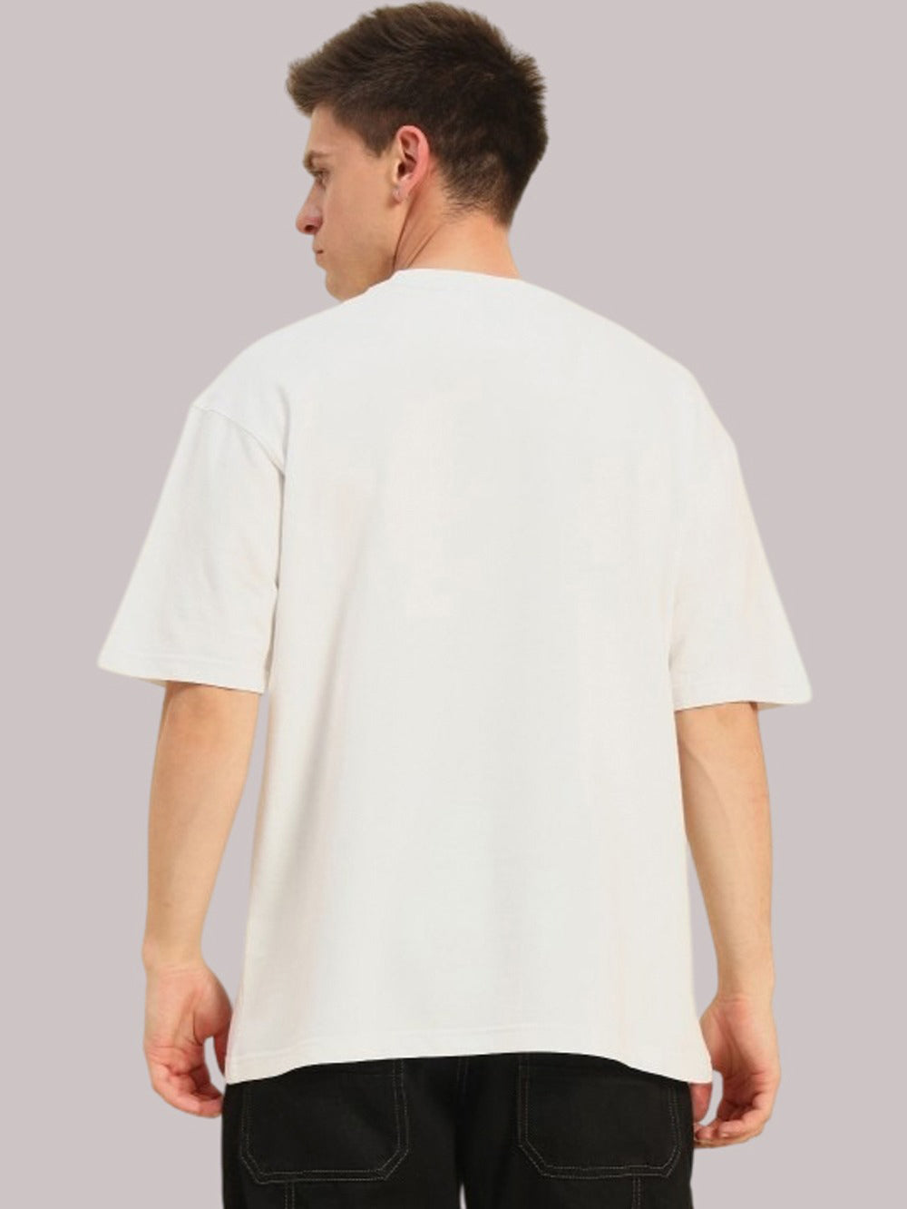 Men's Oversized Cotton T-Shirt | Relaxed Fit Streetwear Tee for Casual Style - White