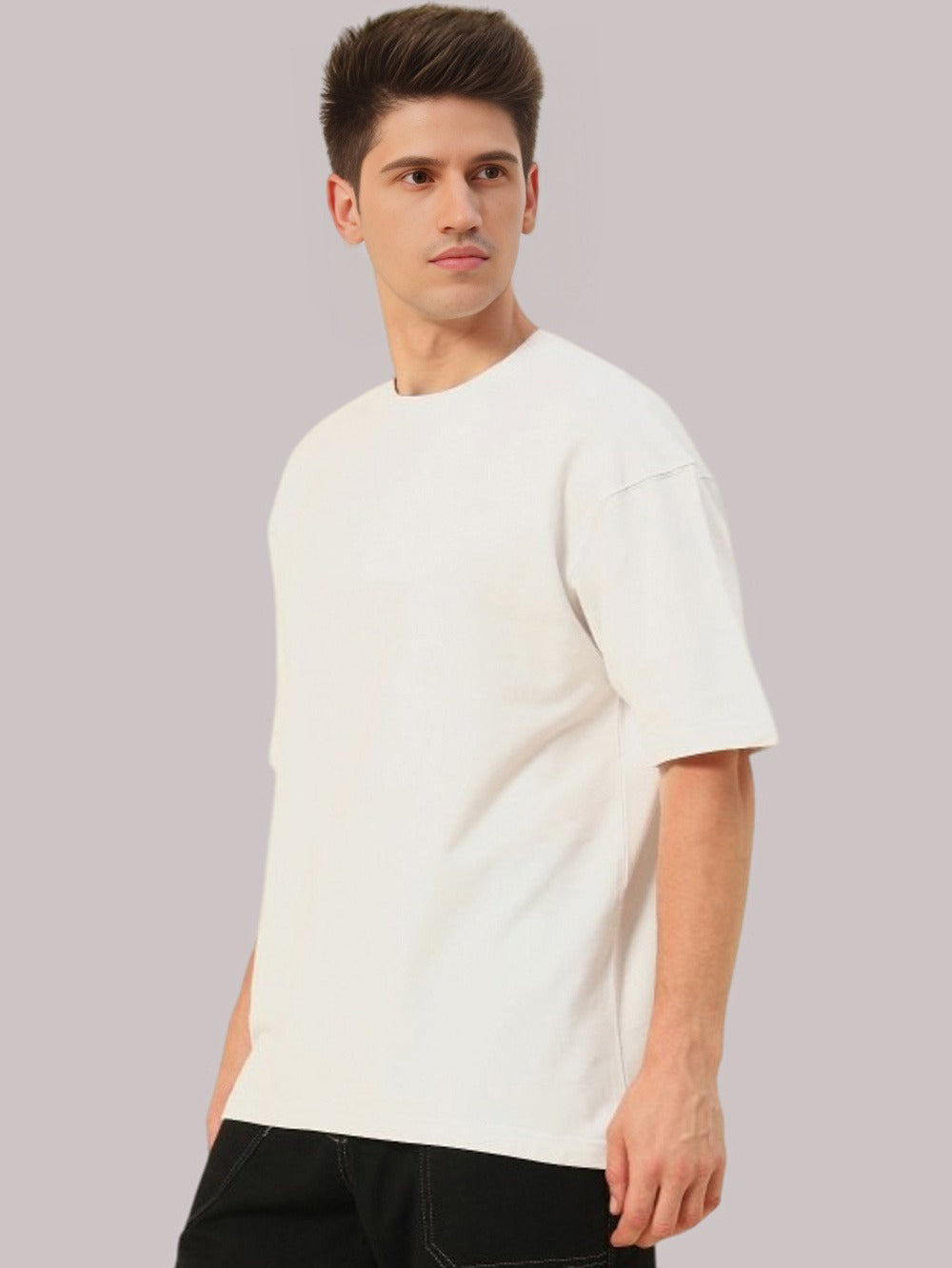 Men's Oversized Cotton T-Shirt | Relaxed Fit Streetwear Tee for Casual Style - White