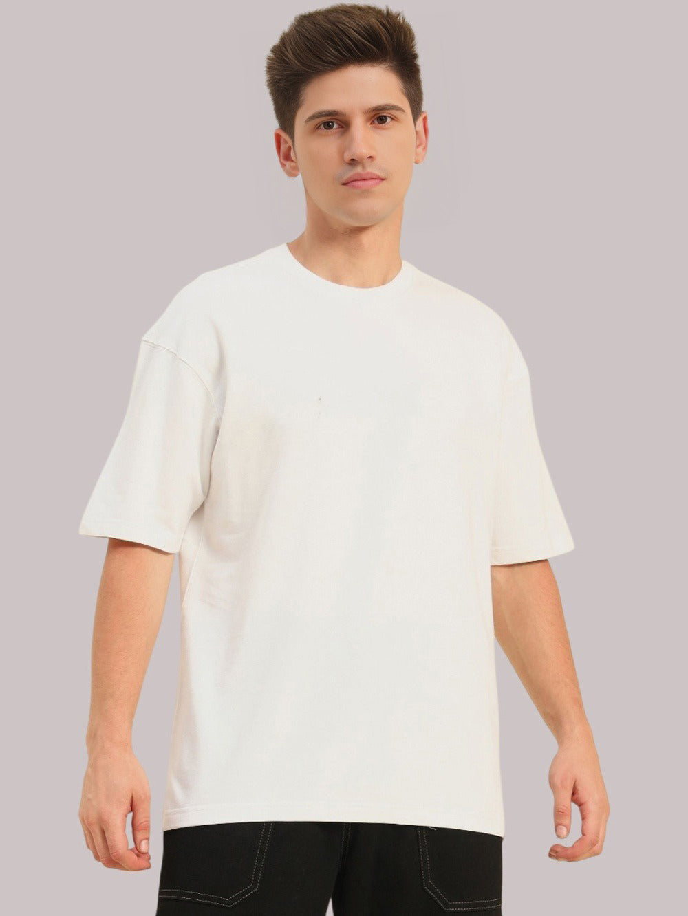 Men's Oversized Cotton T-Shirt | Relaxed Fit Streetwear Tee for Casual Style - White