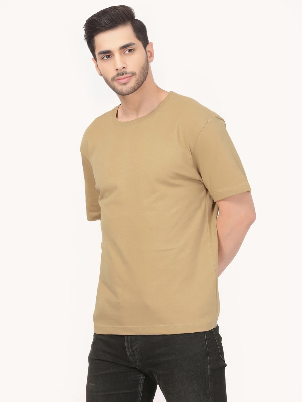Fashient Men's Beige T-Shirt - Stylish, Comfortable and Everyday Essential - Beige