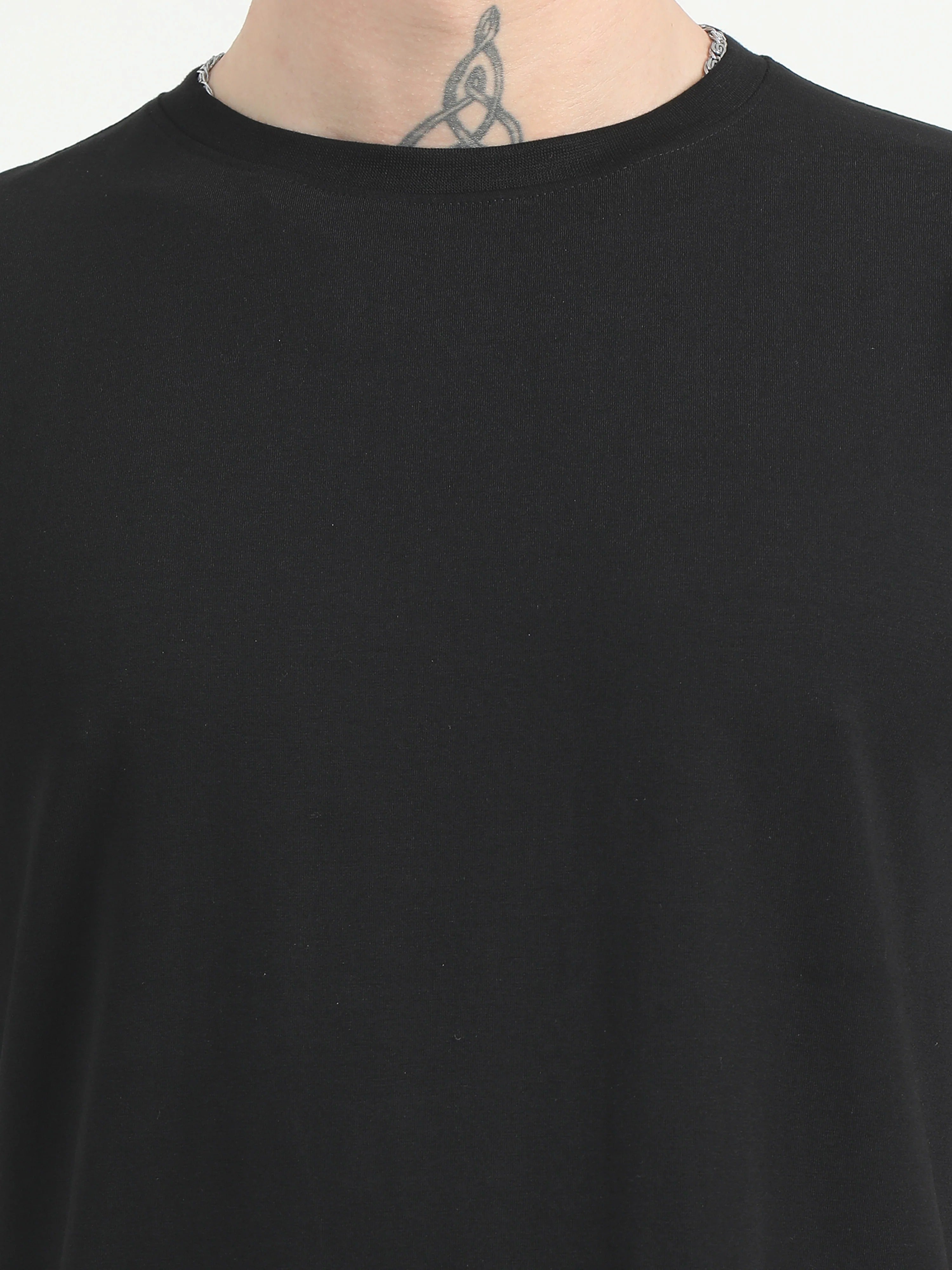 Fashient Men's Beige T-Shirt - Stylish, Comfortable and Everyday Essential - Black
