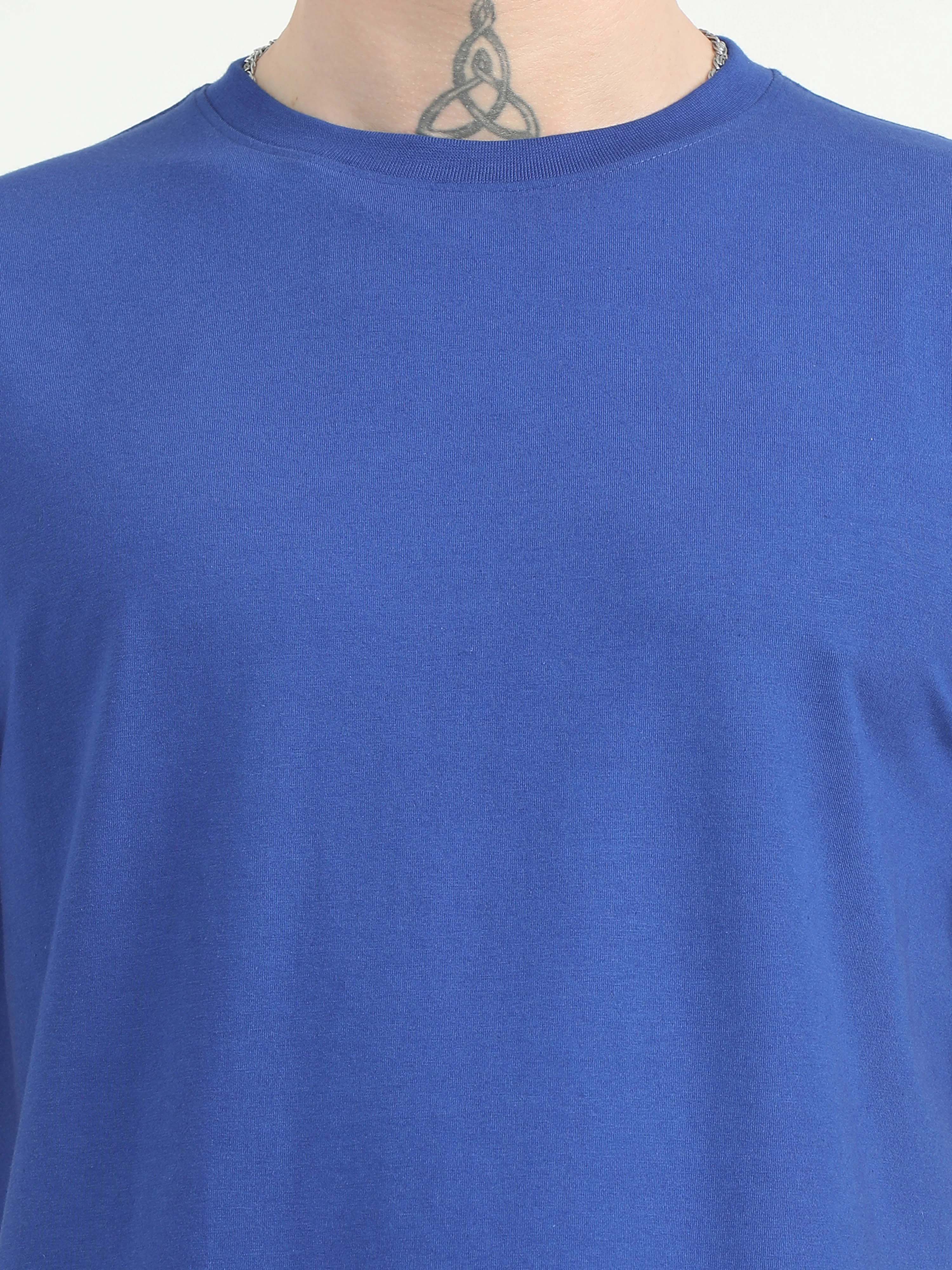 Fashient Men's Beige T-Shirt - Stylish, Comfortable and Everyday Essential - Blue