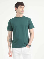 Fashient Men's Beige T-Shirt - Stylish, Comfortable and Everyday Essential - Green