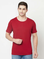 Fashient Men's Beige T-Shirt - Stylish, Comfortable and Everyday Essential - Maroon