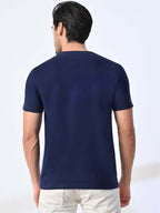 Fashient Men's Beige T-Shirt - Stylish, Comfortable and Everyday Essential - Navy