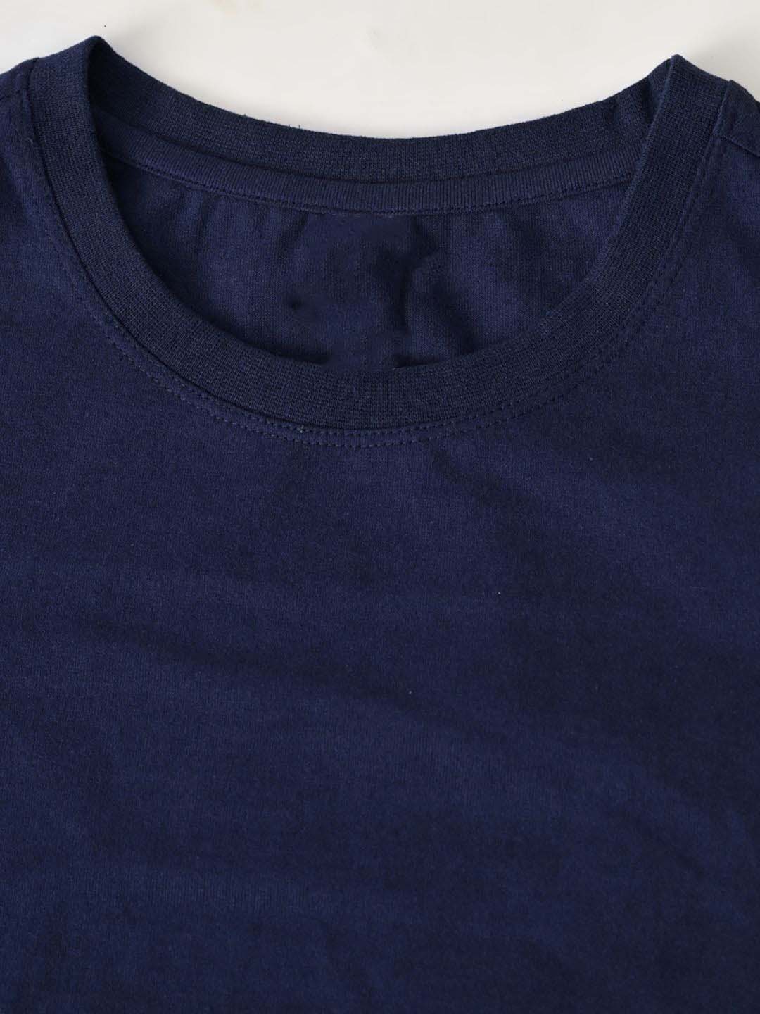 Fashient Men's Beige T-Shirt - Stylish, Comfortable and Everyday Essential - Navy