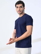 Fashient Men's Beige T-Shirt - Stylish, Comfortable and Everyday Essential - Navy