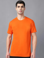 Fashient Men's Beige T-Shirt - Stylish, Comfortable and Everyday Essential - Orange