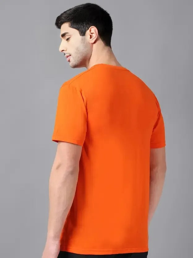 Fashient Men's Beige T-Shirt - Stylish, Comfortable and Everyday Essential - Orange