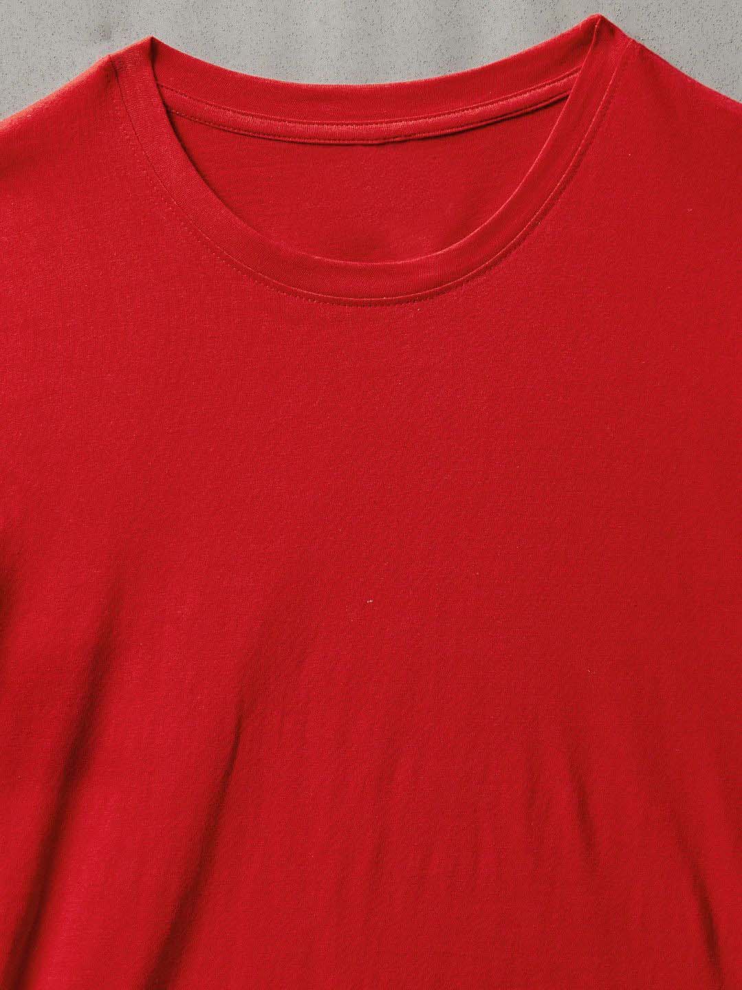 Fashient Men's Beige T-Shirt - Stylish, Comfortable and Everyday Essential - Red