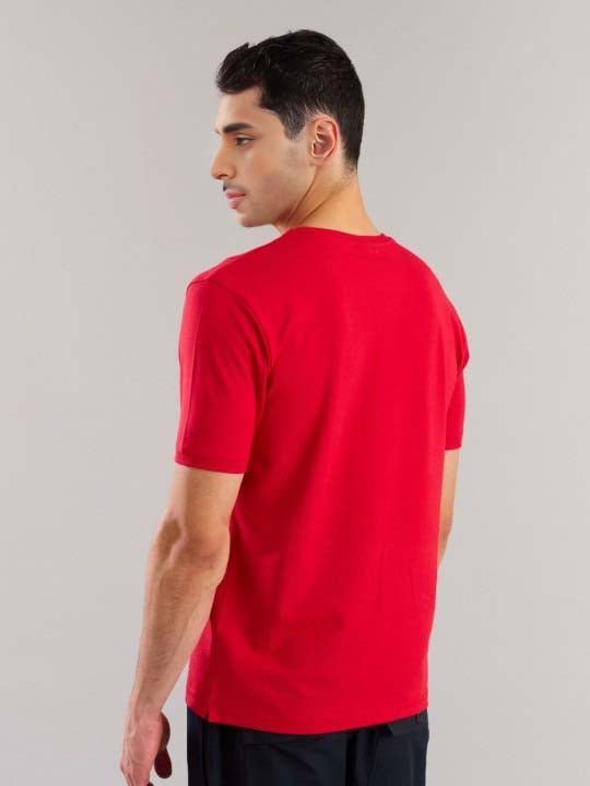 Fashient Men's Beige T-Shirt - Stylish, Comfortable and Everyday Essential - Red