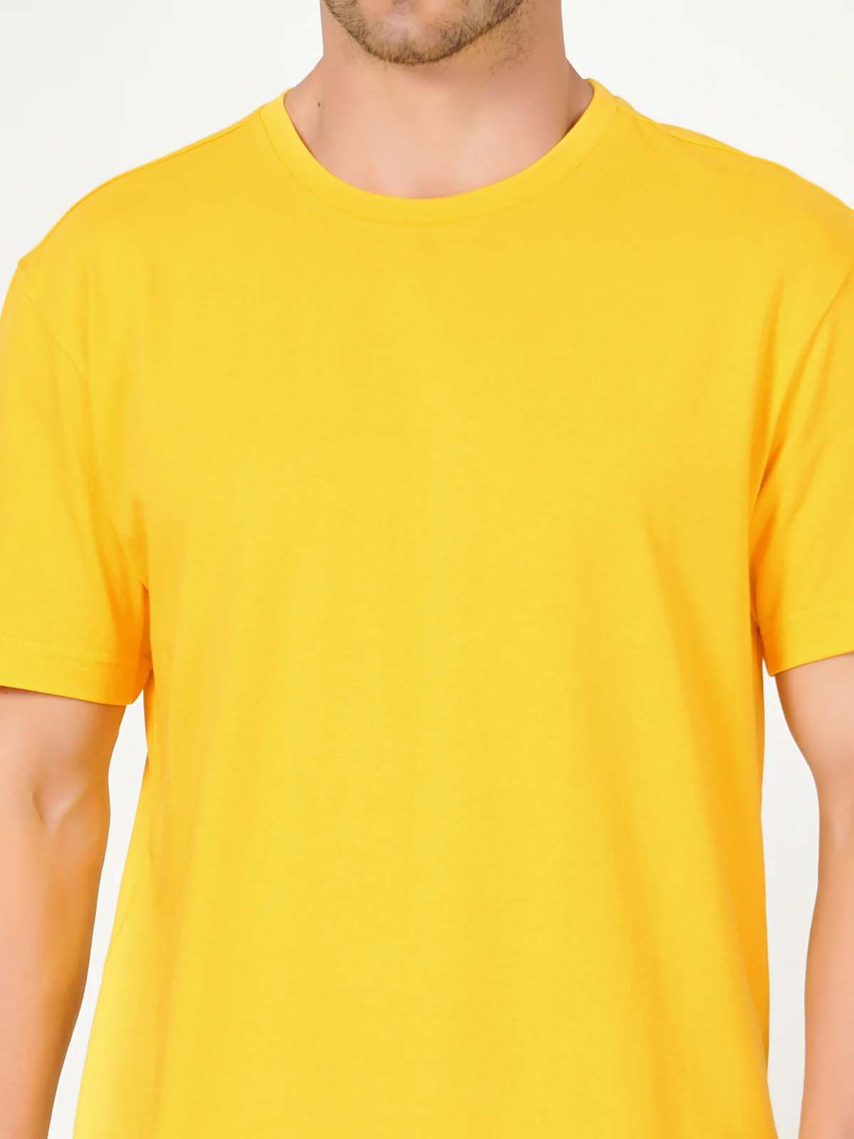 Fashient Men's Beige T-Shirt - Stylish, Comfortable and Everyday Essential - Yellow