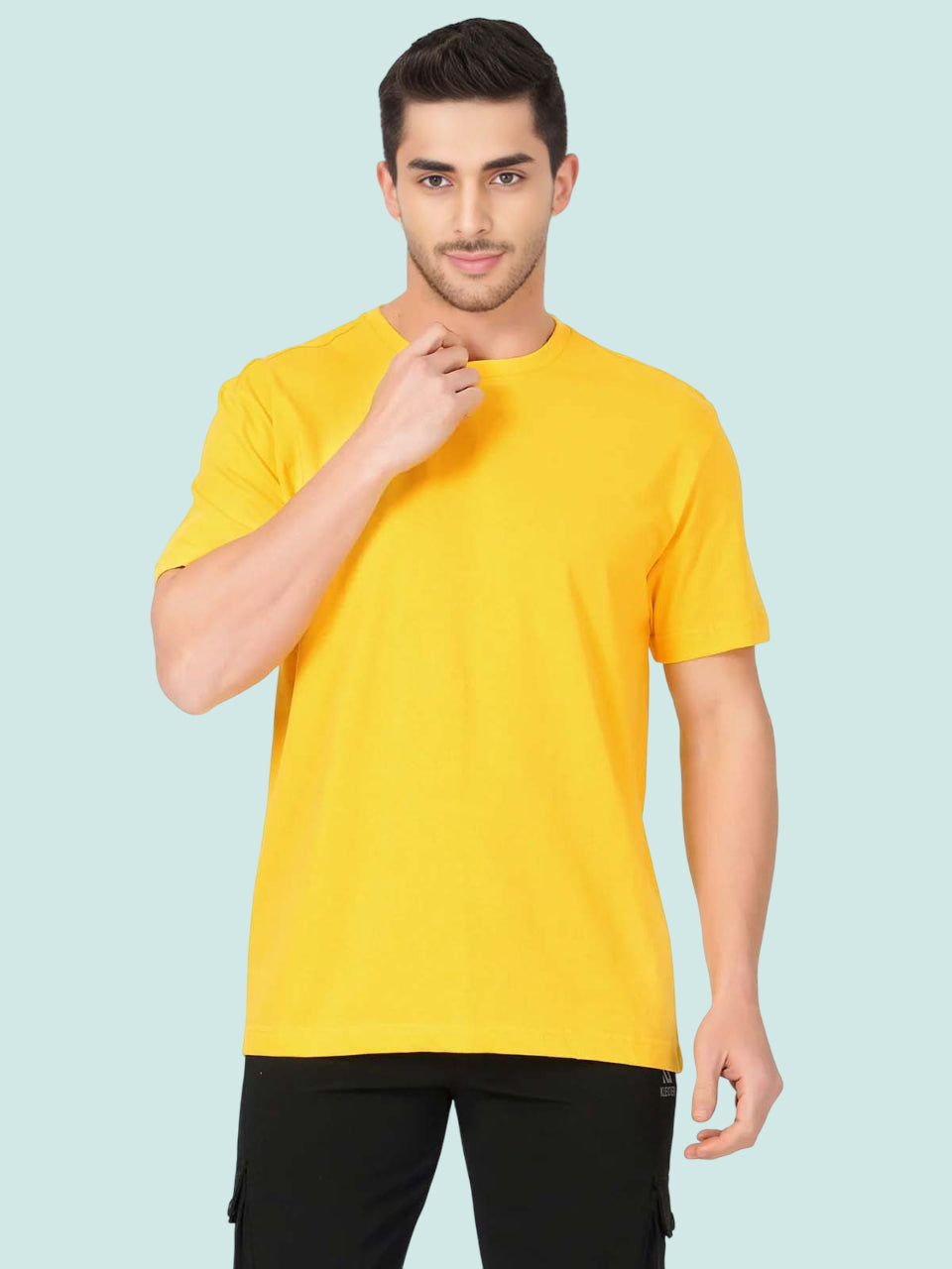 Fashient Men's Beige T-Shirt - Stylish, Comfortable and Everyday Essential - Yellow