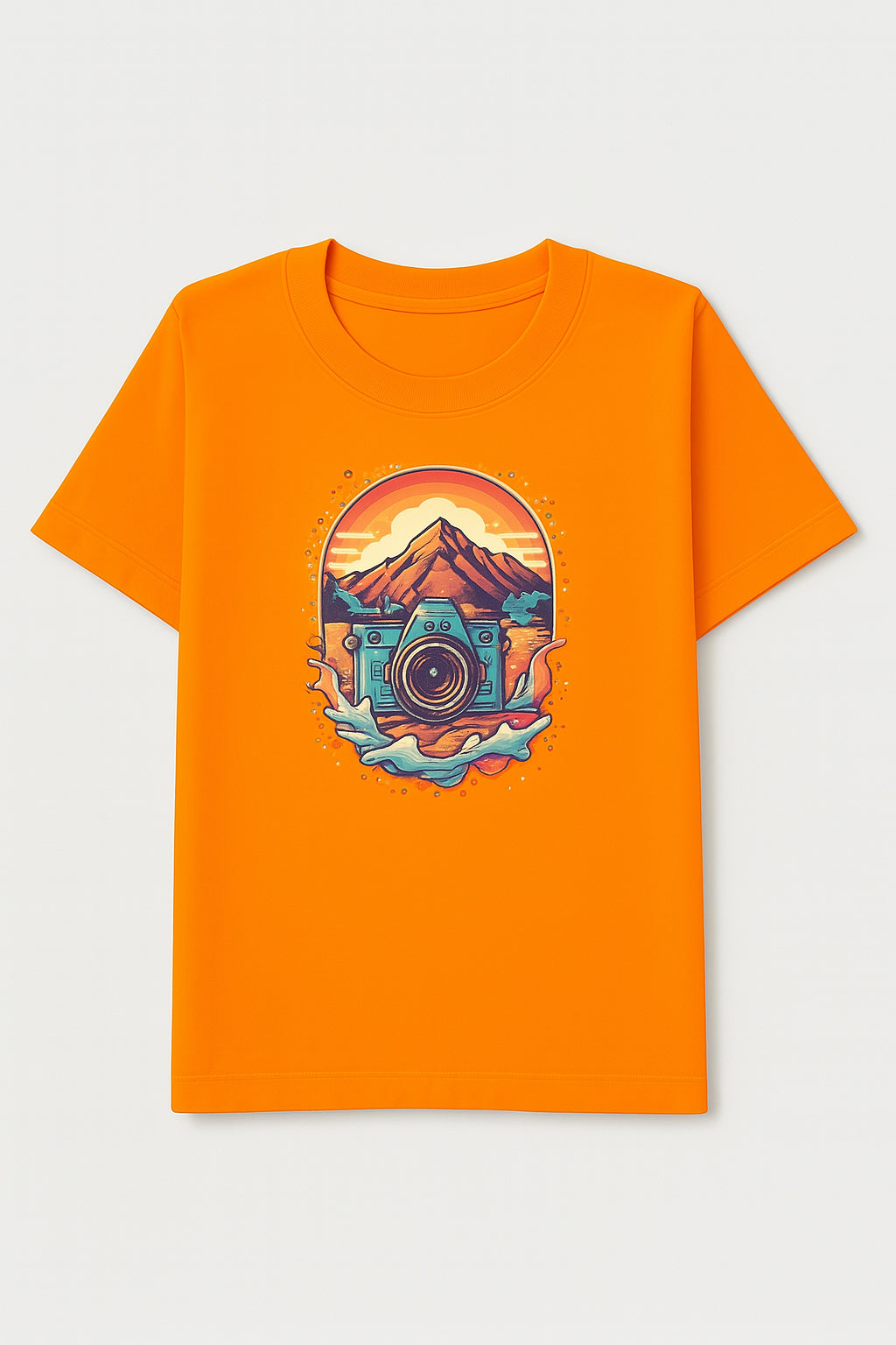 Men's Cotton Crew Neck Printed T-Shirt - Regular Fit And Soft Crew Neck For Comfort - Orange