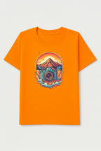 Men's Cotton Crew Neck Printed T-Shirt - Regular Fit And Soft Crew Neck For Comfort - Orange