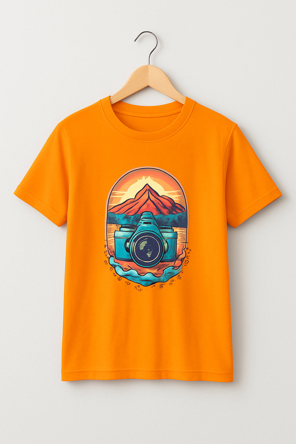 Men's Cotton Crew Neck Printed T-Shirt - Regular Fit And Soft Crew Neck For Comfort - Orange