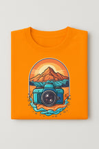 Men's Cotton Crew Neck Printed T-Shirt - Regular Fit And Soft Crew Neck For Comfort - Orange