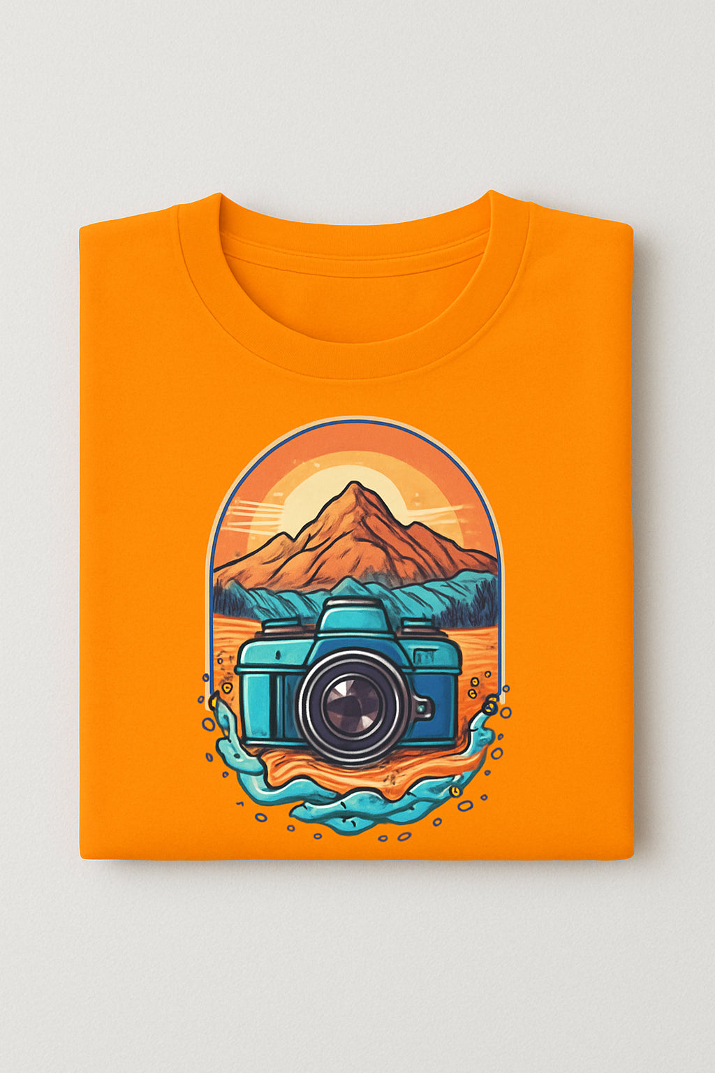Men's Cotton Crew Neck Printed T-Shirt - Regular Fit And Soft Crew Neck For Comfort - Orange