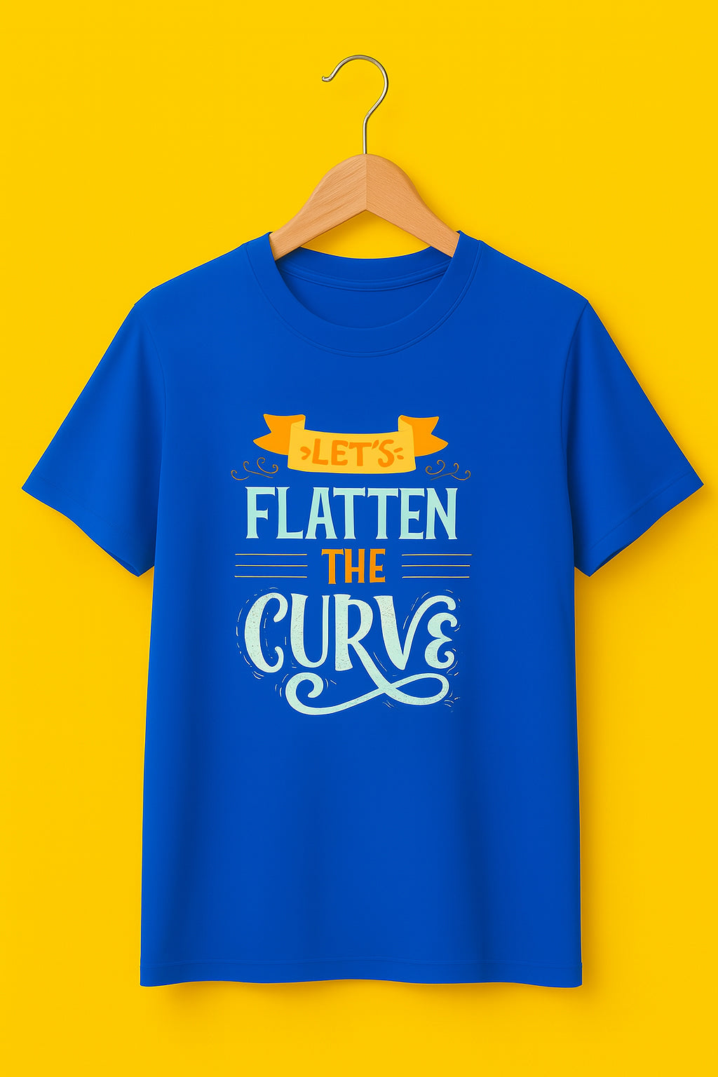 Men's Cotton Crew Neck Printed T-Shirt Classic And Regular Fit Tee - Blue