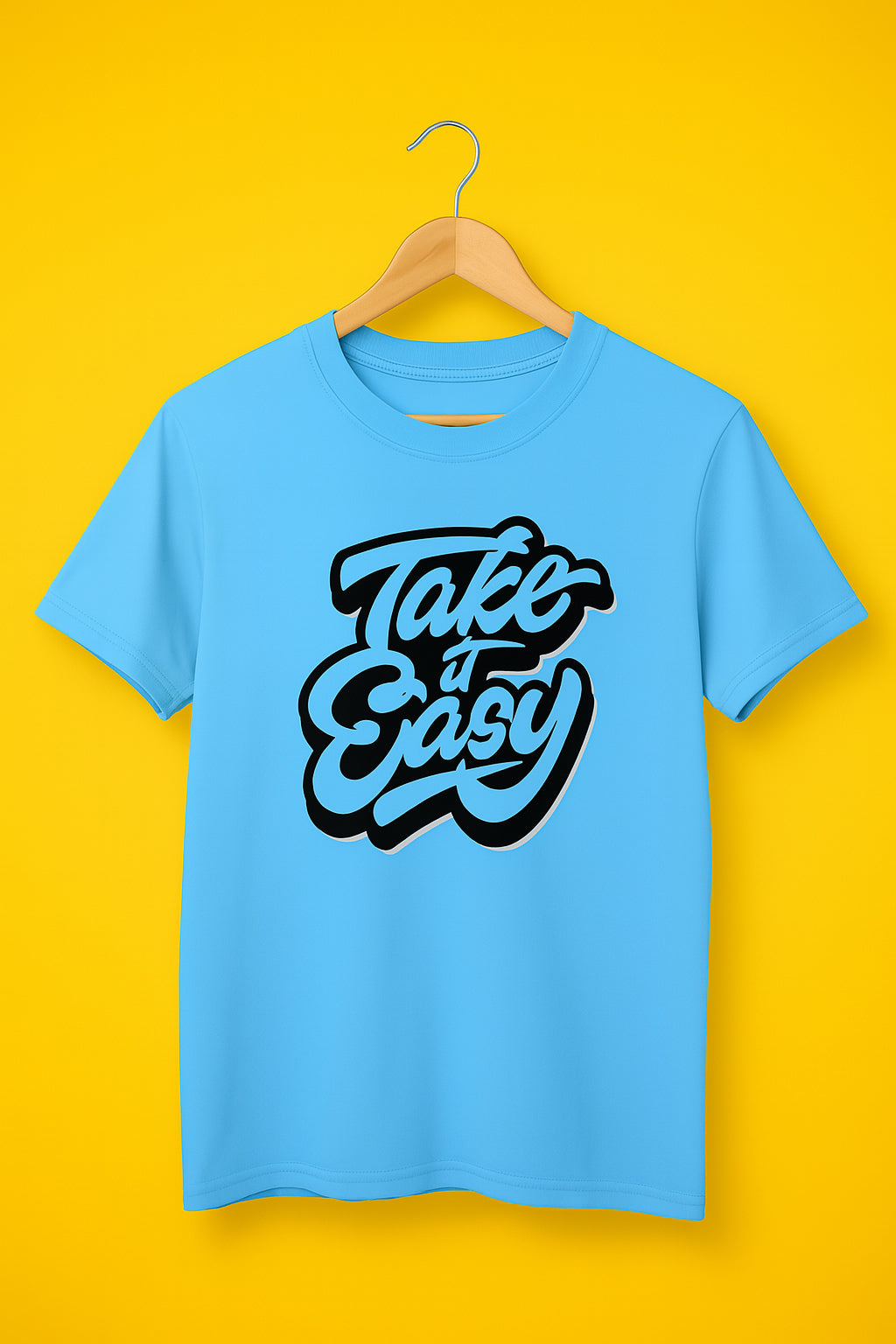 Men's Cotton Crew Neck Printed T-Shirt - Stylish and Cool - Skyblue