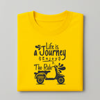 Men's Cotton Crew Neck Printed T-Shirt - Trendy Graphic Design Tee - Yellow